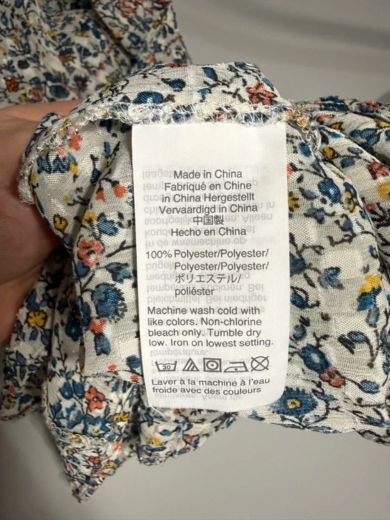 Madewell Floral Button Front Blouse Flutter Sleeve Cinched Back Top 6 - Picture 9 of 11